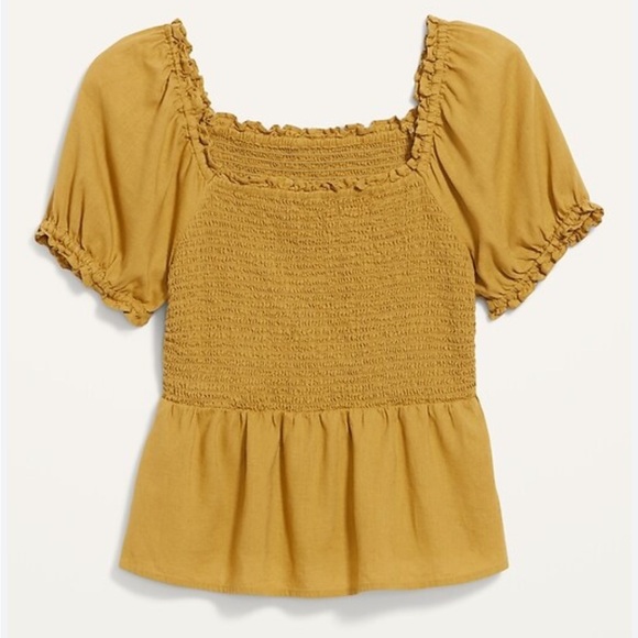 Old Navy Tops - Old Navy Smocked Linen Blend Top
